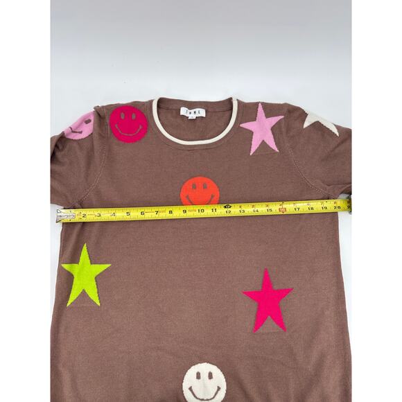 THML Super Soft Brown Smiley Star Print Sweater Size Large - Picture 5 of 7